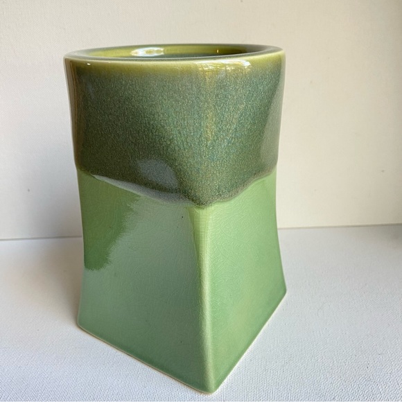 PartyLite Nature’s Garden pillar candle holder green glaze on ceramic P9183 - Picture 5 of 8